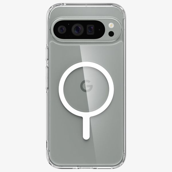 Spigen Coque Ultra Hybrid Metal Ring MagFit Google Pixel 9 Pro XL - Transparent / Blanc