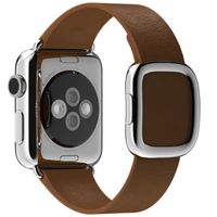 Apple Bracelet Leather Band Modern Buckle Apple Watch Series 1 t/m 9 / SE (38/40/41 mm) | Series 10 / 11 (42 mm) - Taille M - Marron