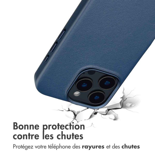 Accezz Coque arrière en cuir avec MagSafe Apple iPhone 16 Pro Max - Nightfall Blue