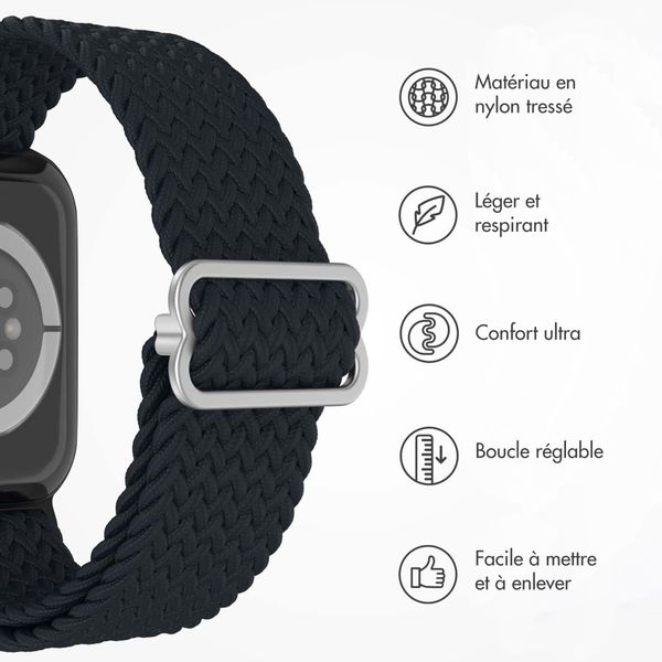 imoshion Bracelet tissé en nylon Apple Watch Series 1 á 9 / SE (38/40/41 mm) | Series 10 / 11 (42 mm) - Gris foncé