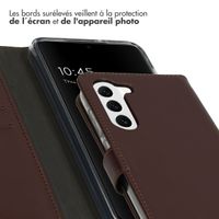 Selencia Étui de téléphone portefeuille en cuir véritable Samsung Galaxy S23 - Brun