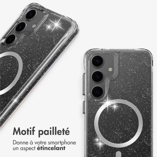 imoshion Coque arrière transparente Pailletée avec MagSafe Samsung Galaxy S25 Plus - Argent