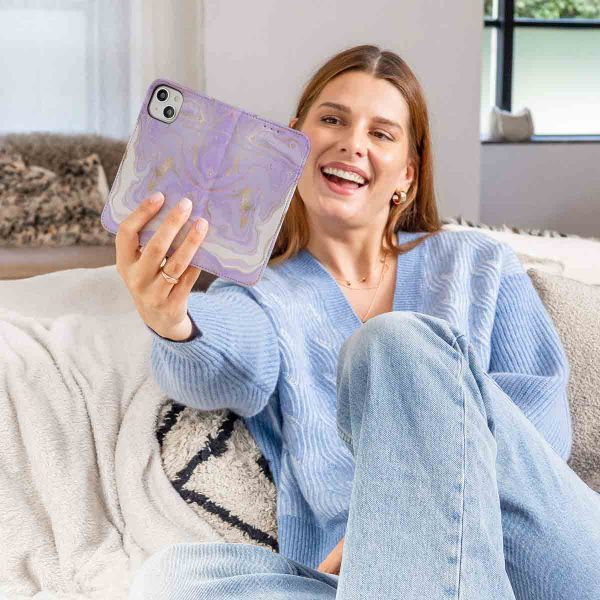imoshion Étui de télephone portefeuille Design Huawei P30 Lite - Purple Marble