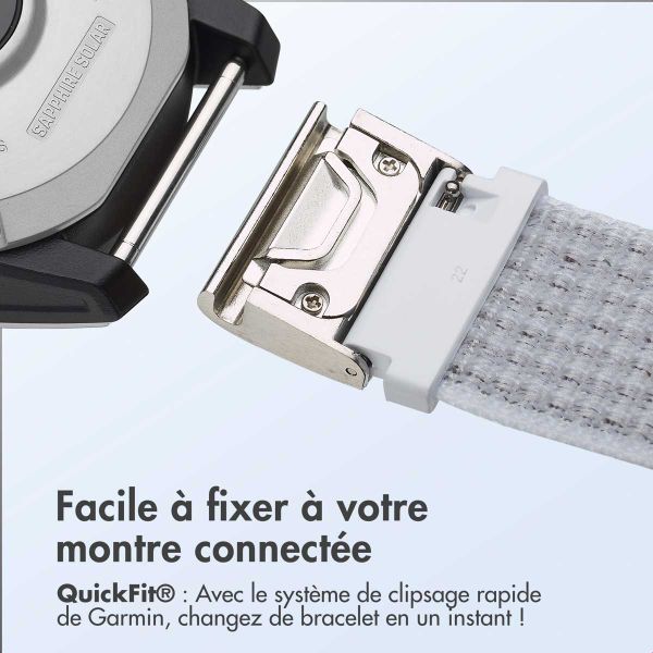 imoshion Bracelet QuickFit® en nylon  - Connexion Garmin 22 mm - Taille L/XL - Blanc