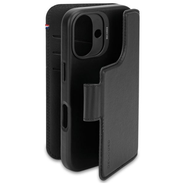 Decoded Portefeuille détachable 2 en 1 en cuir MagSafe Apple iPhone 16 - Noir