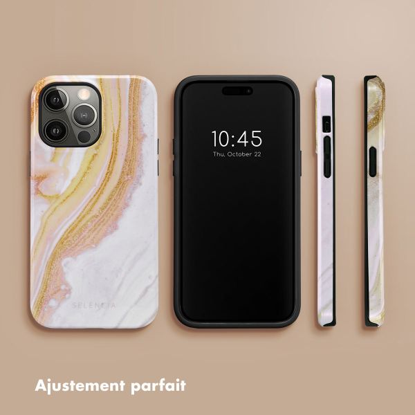 Selencia Coque arrière Vivid Tough iPhone 14 Pro Max - Chic Marble Gold