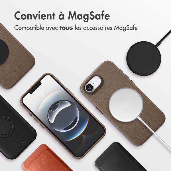 Accezz Coque arrière en cuir avec MagSafe Apple iPhone 16e - Marron café