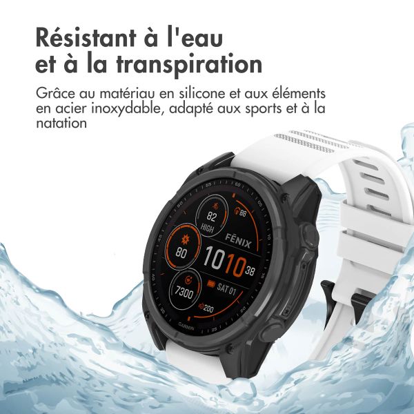 imoshion QuickFit® Bracelet en silicone Stripe Garmin Watch | Fixation 22 mm - Blanc