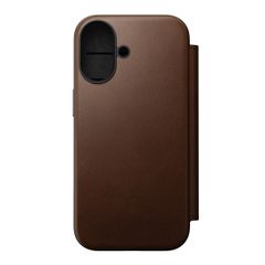 Nomad Étui de télephone portefeuille Modern Leather Folio Apple iPhone 17 - Marron