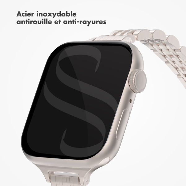 Selencia Bracelet en acier slim style Jubilee Apple Watch Series 1 t/m 9 / SE (38/40/41 mm) | Series 10 / 11 (42 mm) - Starlight