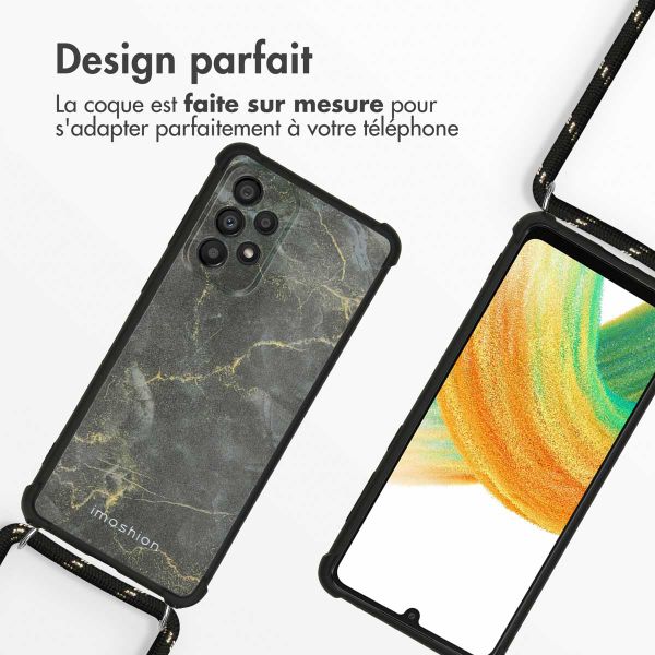 imoshion Coque Design avec cordon Samsung Galaxy A33 - Black Marble