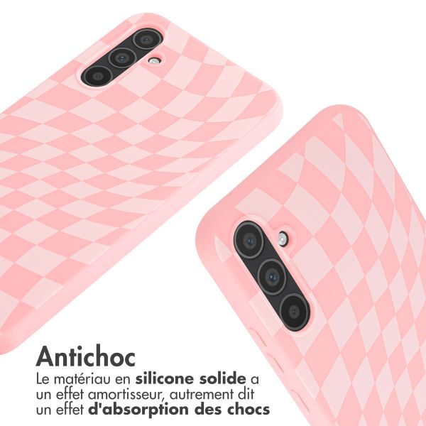 imoshion Coque design en silicone avec cordon Samsung Galaxy A34 (5G) - Retro Pink