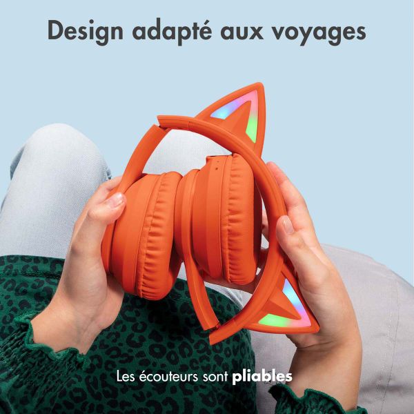 imoshion Casque sans fil pour enfants LED Light Cat Ear - Avec câble AUX - Orange