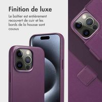 Accezz Étui de télephone portefeuille en cuir 2-en-1 avec MagSafe Apple iPhone 15 Pro - Heath Purple