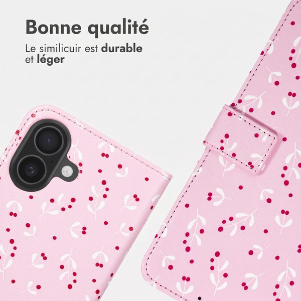 imoshion Étui de télephone portefeuille Design Apple iPhone 16 - Blush Berries
