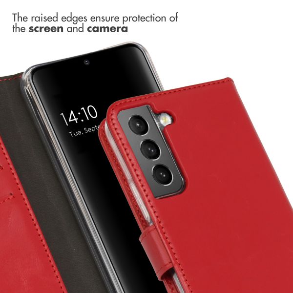 Selencia Étui portefeuille en cuir véritable Samsung Galaxy S22 - Rouge