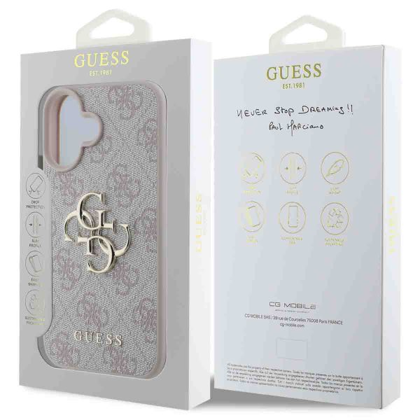 Guess Coque 4G Metal Logo Backcover Apple iPhone 16 - Rose