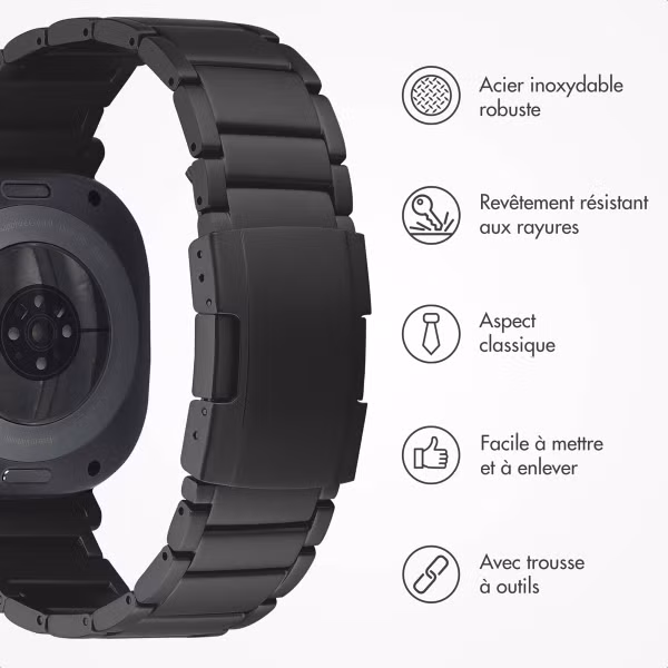 Accezz Bracelet en acier Titane mat Samsung Galaxy Watch Ultra (2024/2025) - Noir