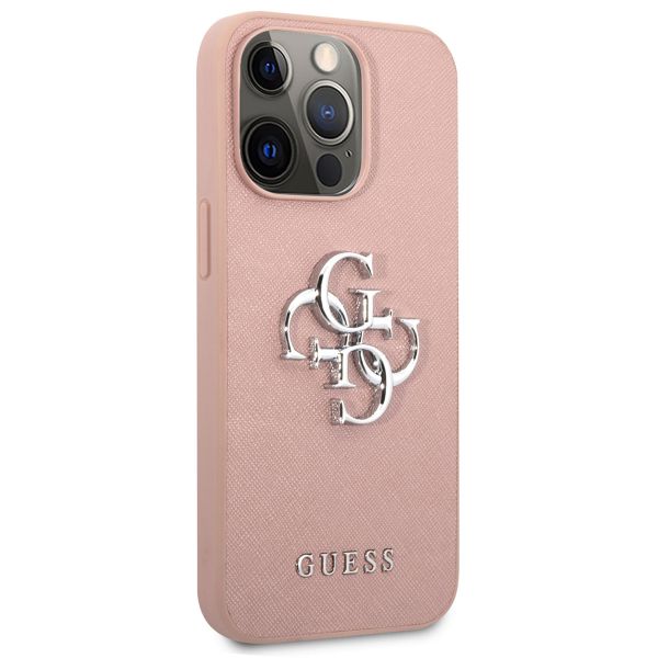 Guess Coque 4G Metal Logo Saffiano Apple iPhone 13 Pro - Rose