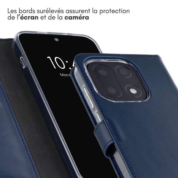 Selencia Étui portefeuille en cuir véritable OnePlus 15 - Bleu foncé