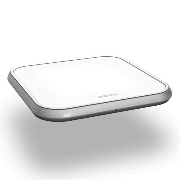 Zens Aluminium Single Wireless Charger - Chargeur sans fil pour Apple et Samsung - 10 watts - Blanc