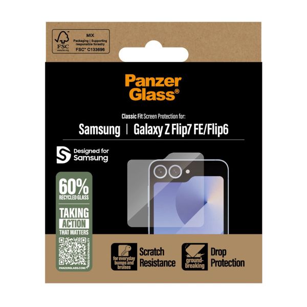 PanzerGlass Protection d'écran en verre trempé Anti-bactéries Samsung Galaxy Z Flip 6 / Flip 7 FE