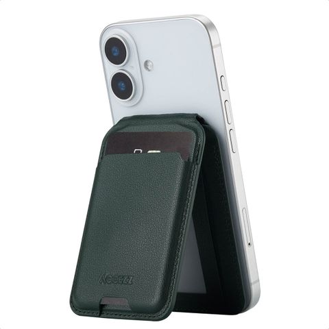 Accezz Portefeuille en cuir avec support - Compatible avec MagSafe et Qi2 - Cedar Green
