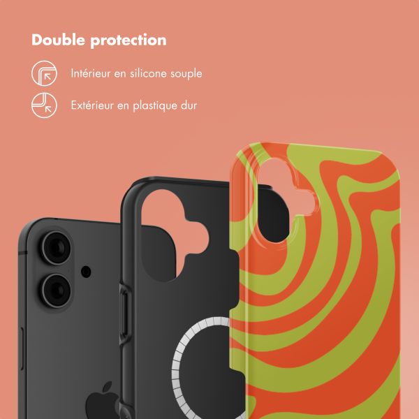 Selencia Coque arrière Vivid Tough avec MagSafe iPhone 16 - Wavy Swirl Orange Fern