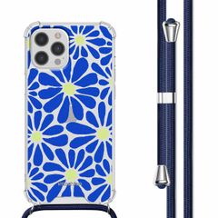 imoshion Coque Design avec cordon Apple iPhone 12 Pro Max - Cobalt Blue Flowers Connect