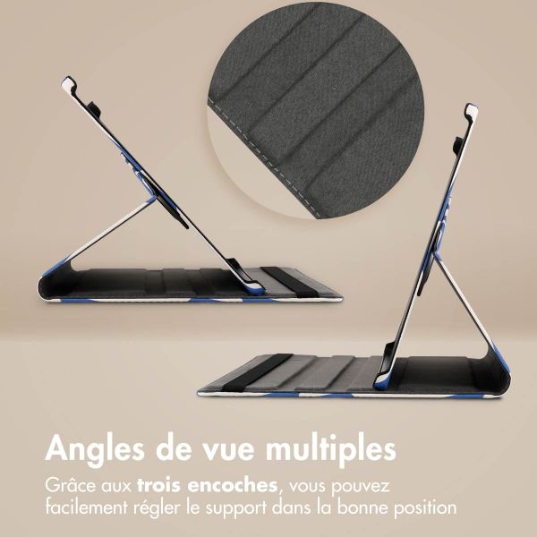 imoshion Coque Design rotatif à 360° Apple iPad Pro 12.9 (2018/2020/2021/2022) - White Blue Stripes