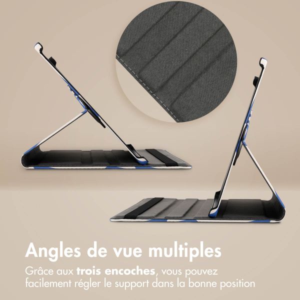 imoshion Coque tablette Design rotatif à 360° iPad Pro 12.9 (2018 / 2020 / 2021 / 2022) - White Blue Stripes