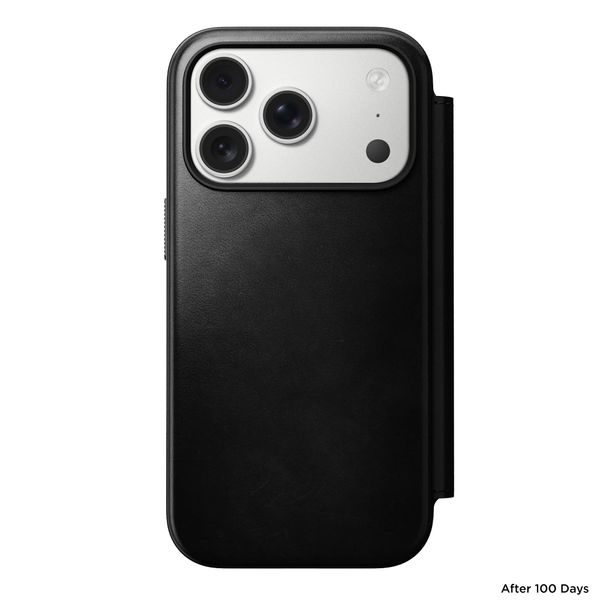Nomad Étui de style livre folio moderne en cuir Horween avec MagSafe Apple iPhone 17 Pro - Noir