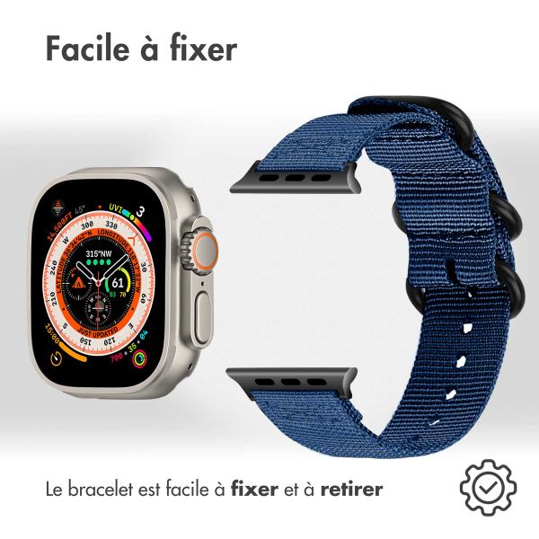 imoshion Bracelet en nylon Apple Watch Series 1-10 / SE / Ultra (2) - 42/44/45/46/49 mm - Bleu foncé