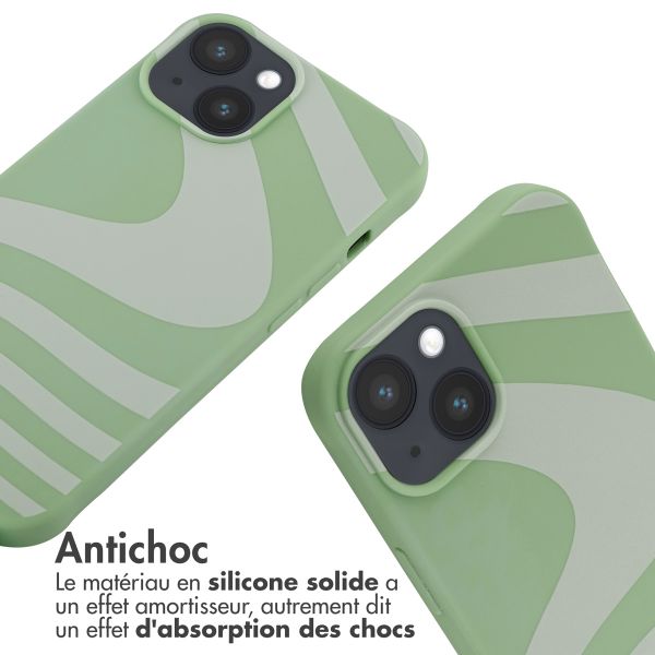 imoshion Coque design en silicone avec cordon Apple iPhone 14 - Retro Green