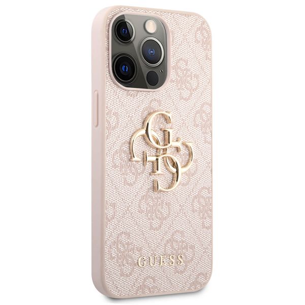 Guess Coque 4G Metal Logo Backcover Apple iPhone 13 Pro - Roze & Goud / Pink & Gold