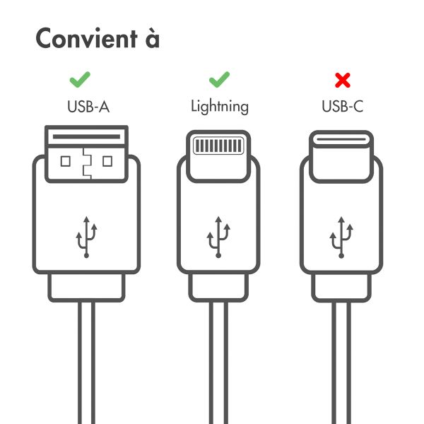 imoshion ﻿Câble Lightning vers USB - Non MFi - Textile tressé - 2 mètre - Blanc