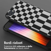 Selencia Coque design en silicone avec cordon amovible Apple iPhone SE (2022 / 2020) / 8 / 7 - Irregular Check Black