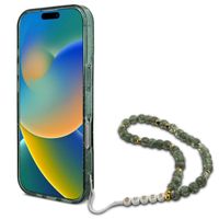 Guess MagSafe IML Glitter Case avec beads strap Apple iPhone 16 Pro - Green