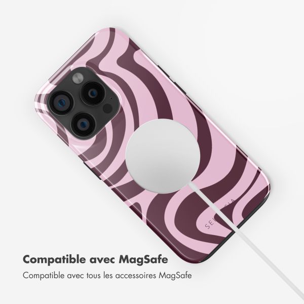 Selencia Coque arrière Vivid Tough avec MagSafe iPhone 15 Pro - Wavy Swirl Pink Plum