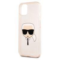 Karl Lagerfeld Coque arrière Karl's Head Silicone Glitter iPhone 13 Mini - Transparent Dorée