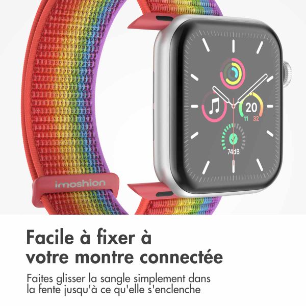 imoshion Bracelet en nylon Apple Watch Series 1 t/m 11 / SE / Ultra (44/45/46/49 mm) - Rainbow