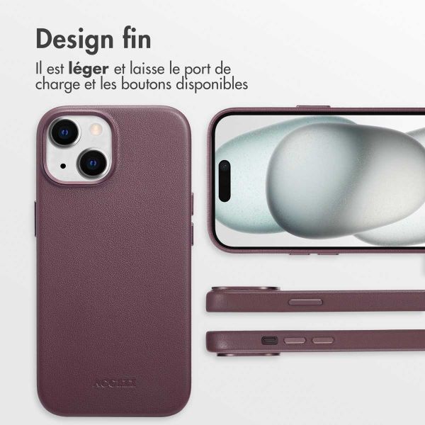 Accezz Coque arrière en cuir avec MagSafe Apple iPhone 15 - Heath Purple