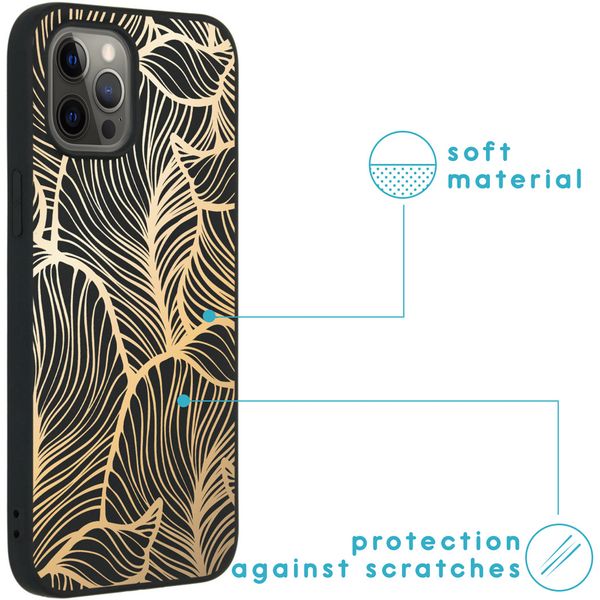 imoshion Coque Design iPhone 12 Pro Max - Feuilles / Noir