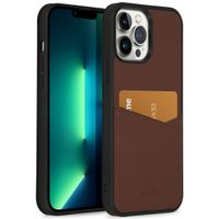 Accezz Coque en cuir de qualité supérieure avec fentes pour cartes Apple iPhone 13 Pro Max - Marron
