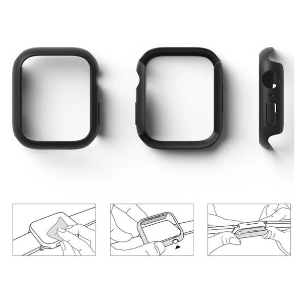 Ringke 2x Coque Slim Apple Watch Series 7 / 8 / 9 - 45 mm - Clear & Matte Black