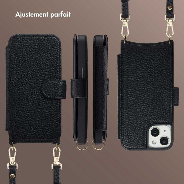 Selencia Étui Riva avec MagSafe et cordon de téléphone Apple iPhone 14 / 13 - Noir