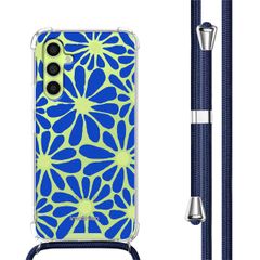 imoshion Coque Design avec cordon Samsung Galaxy A34 (5G) - Cobalt Blue Flowers Connect