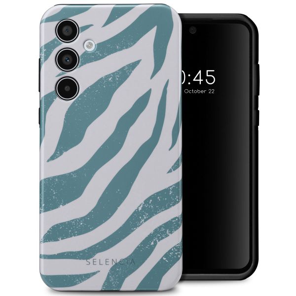 Selencia Coque arrière Vivid Tough Samsung Galaxy A35 - Colorful Zebra Pine Blue