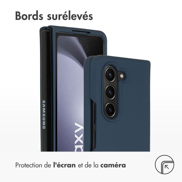 Accezz Coque Liquid Silicone Samsung Galaxy Z Fold 5 - Bleu foncé