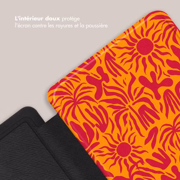 Selencia Étui de liseuse portefeuille Vivid Kobo Clara Colour / Clara BW - Tropical Vibes Apricot